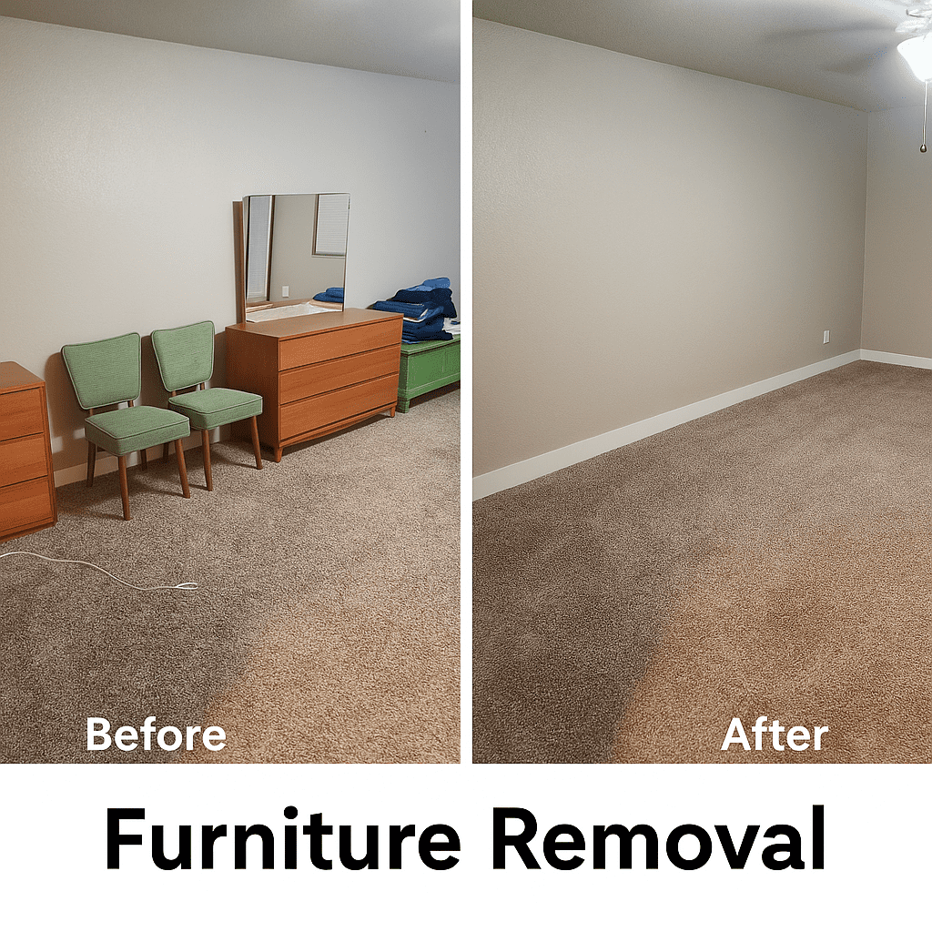 Professional garage cleanout junk removal service — furniture removal