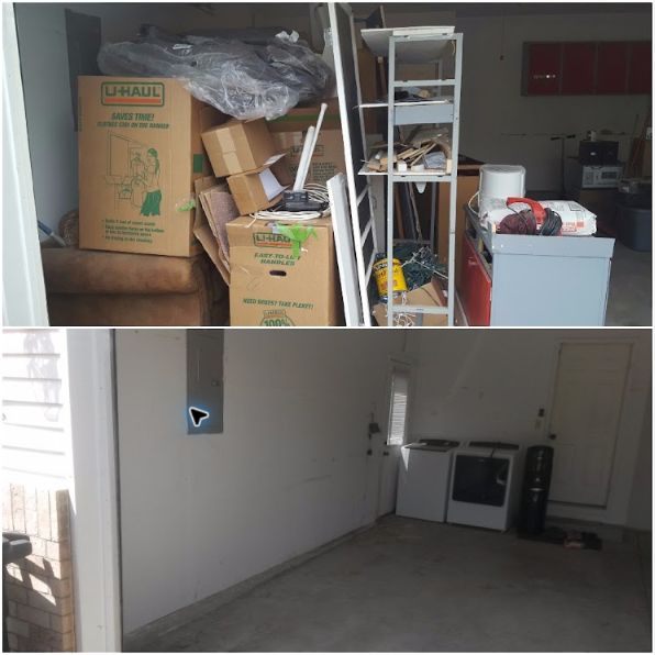 Garage cleanout before and after