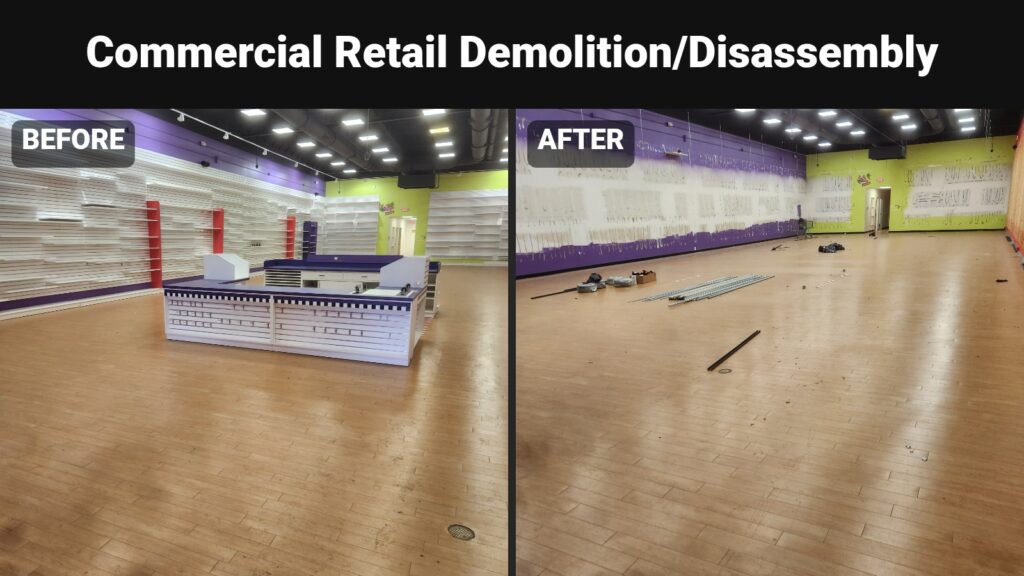 Commercial interior demolition before and after