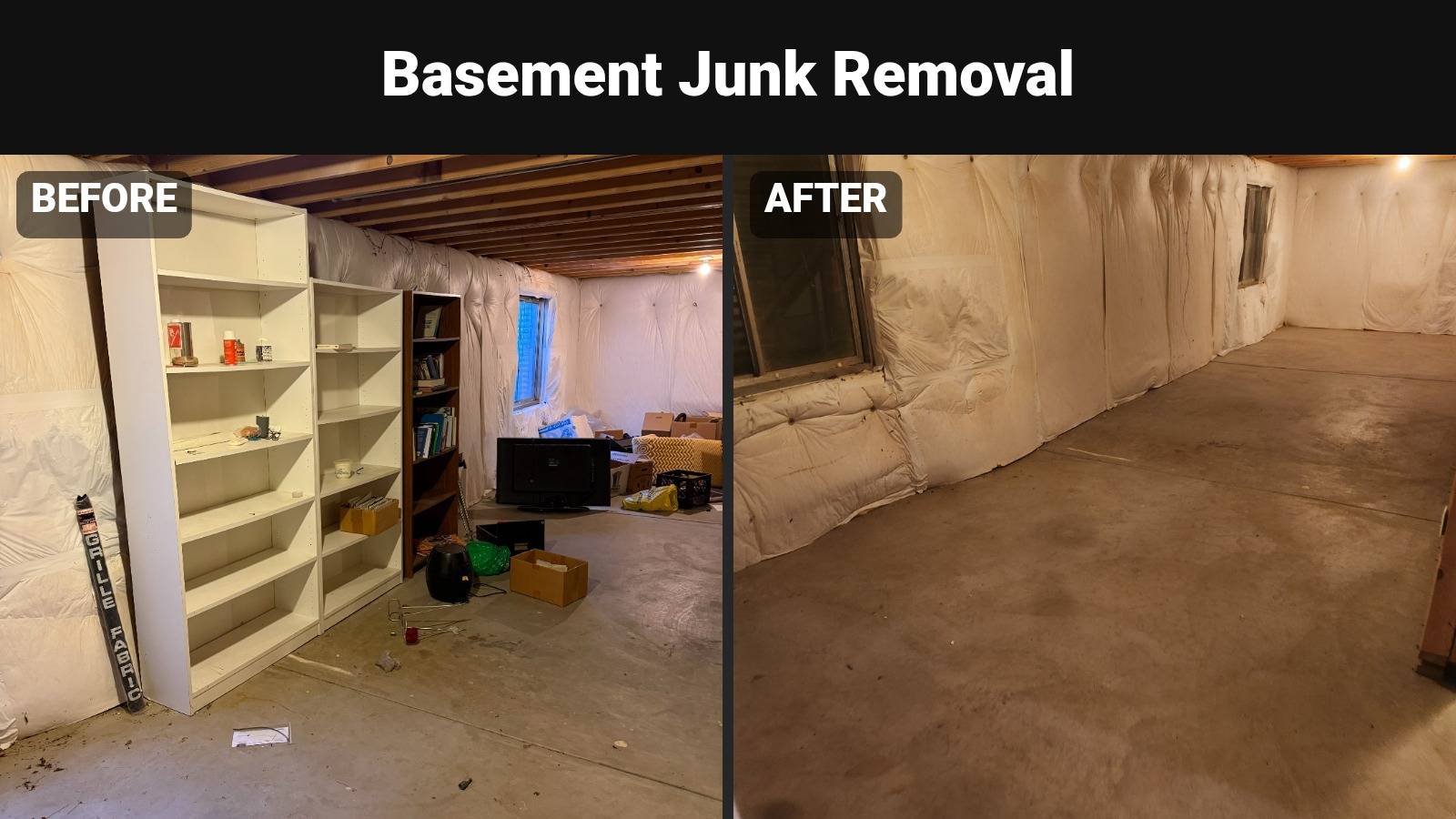 Basement junk removal before and after