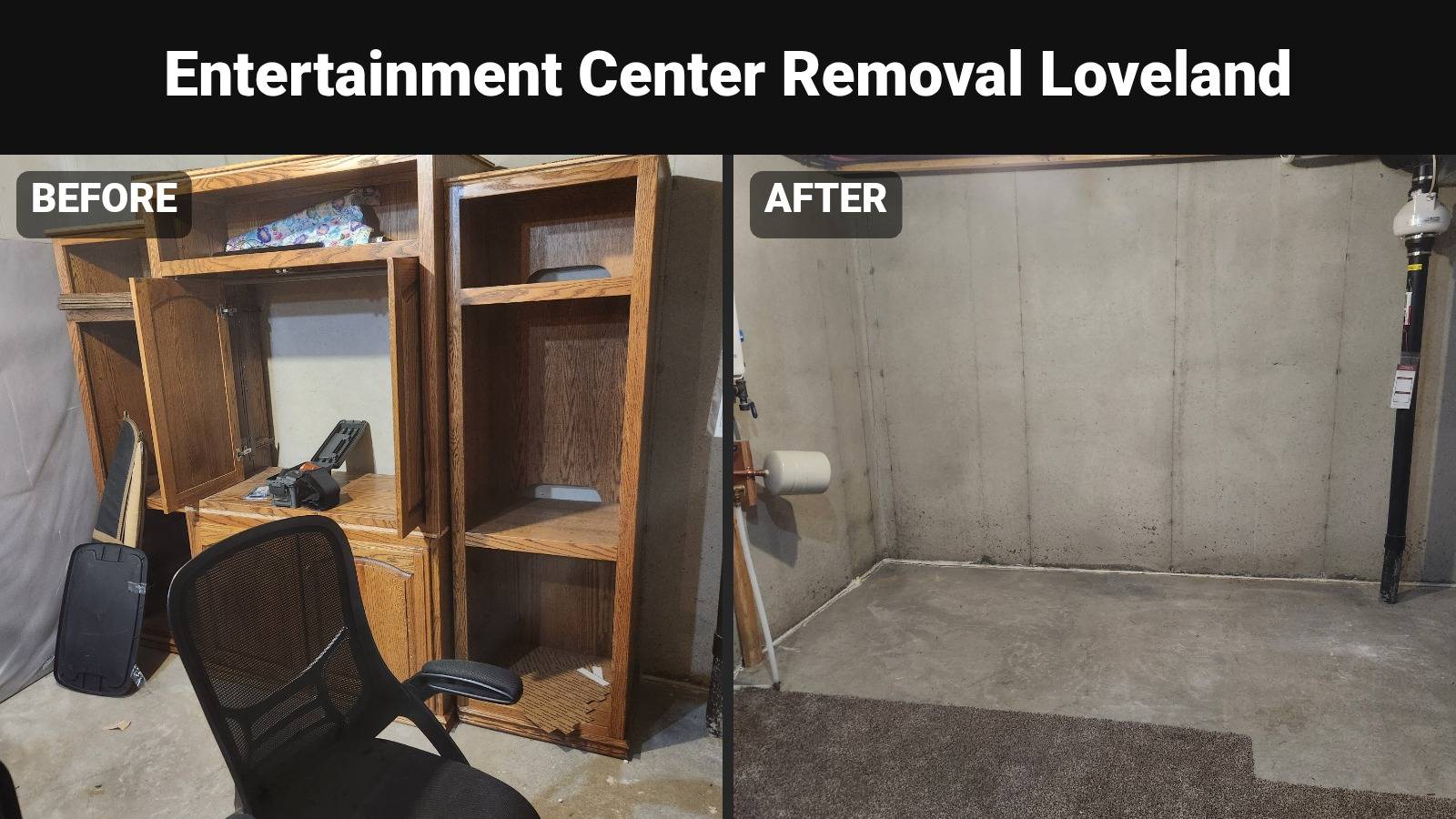Entertainment center removal before and after