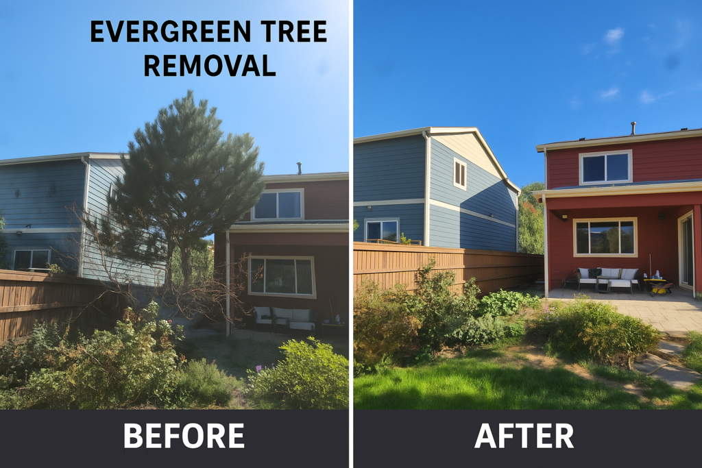 Tree removal before and after