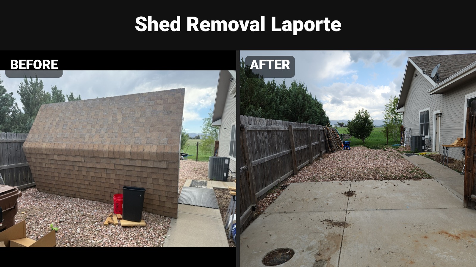 Side-Yard Shed Removal before and after.