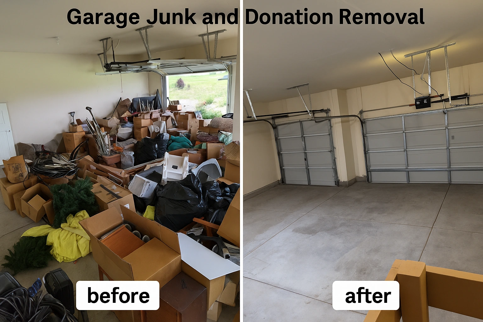 Garage Junk Removal before and after