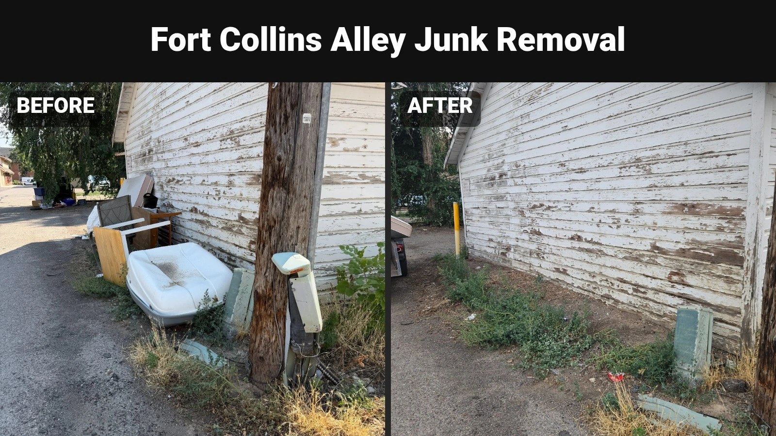 Alley Junk Removal in Fort Collins, before and after