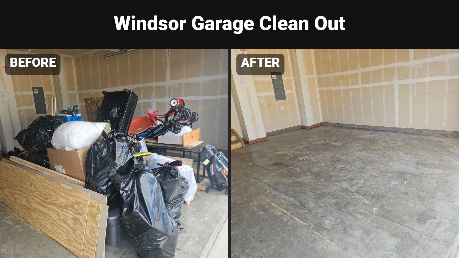 Windsor Garage Clean Out before and after
