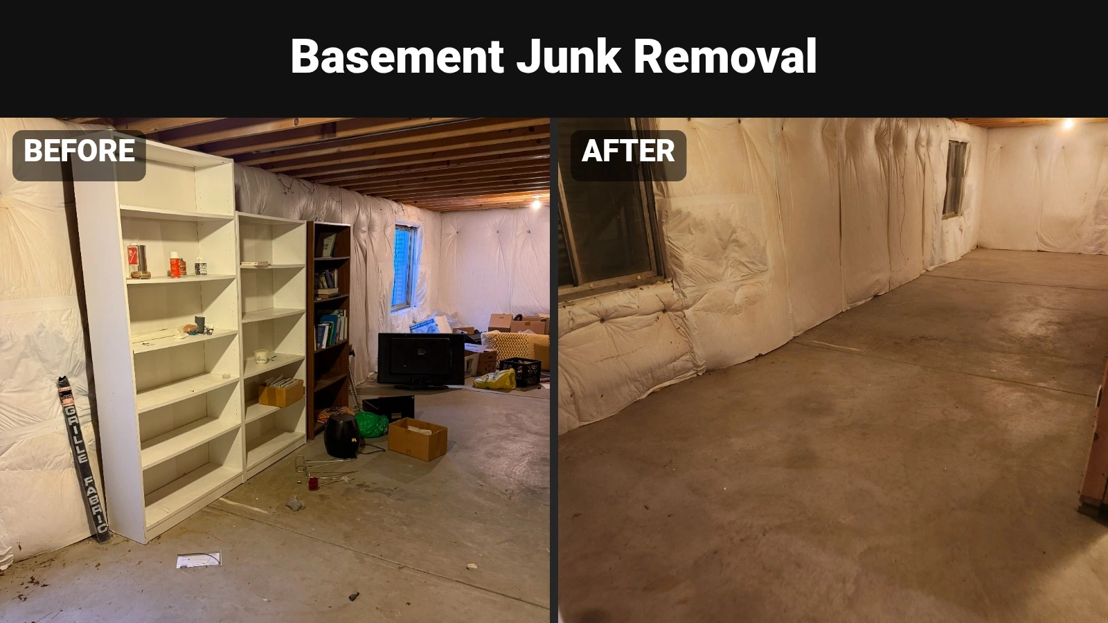 Basement Junk Removal in Fort Collins, before and after