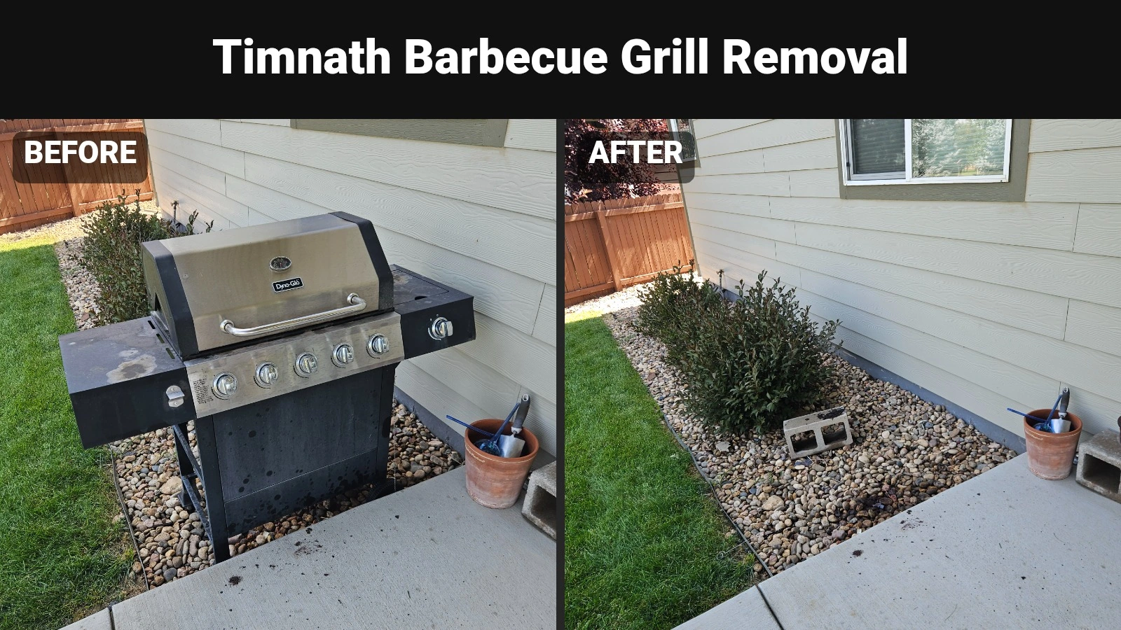 Timnath Barbecue Grill Removal before and after