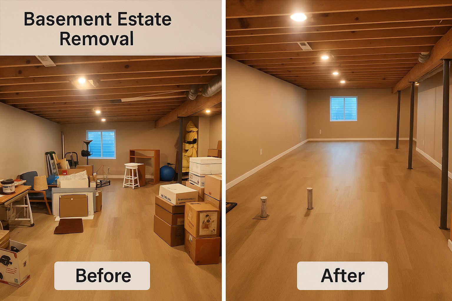 Before-and-after finished-basement estate removal by Fort Collins Junk Removal and Demo